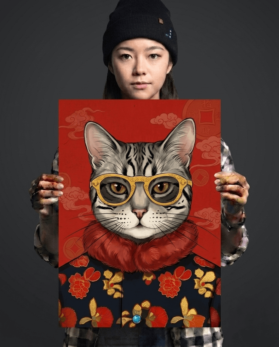 The Scholar Cat's Secret Metal Print Poster