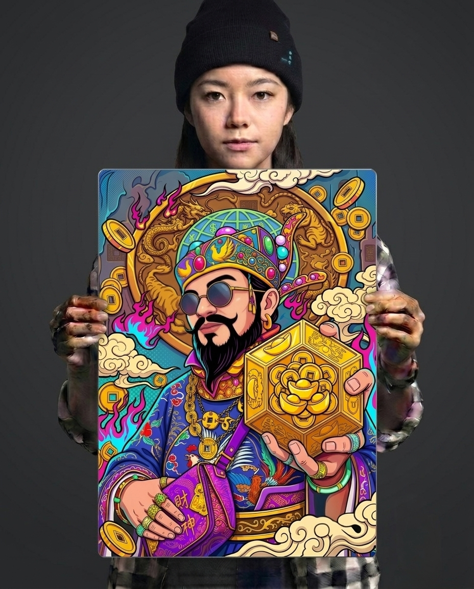 The God of Coin Metal Print Poster