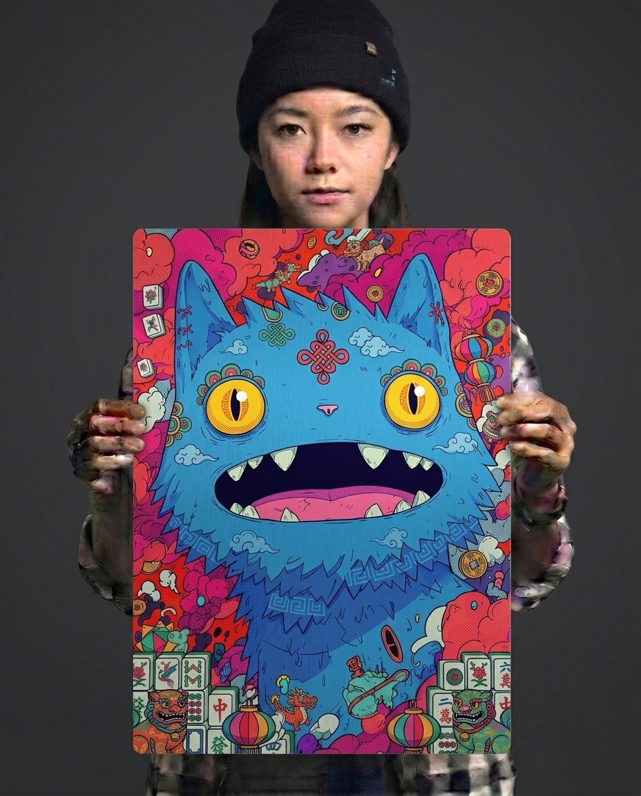 The Midnight Cat Metal Print Poster