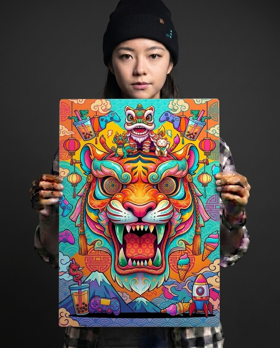 The Neon Tiger Metal Print Poster
