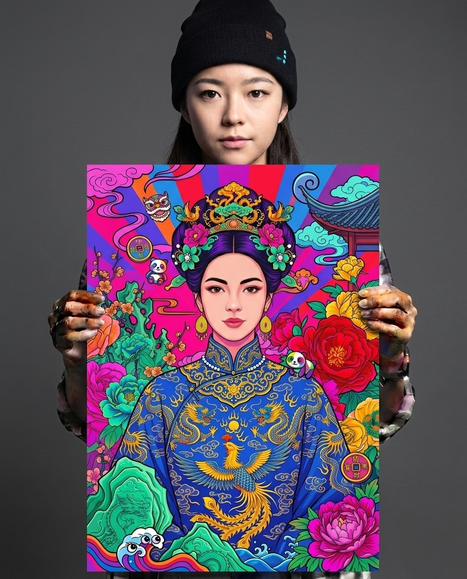 The Neon Empress Metal Print Poster