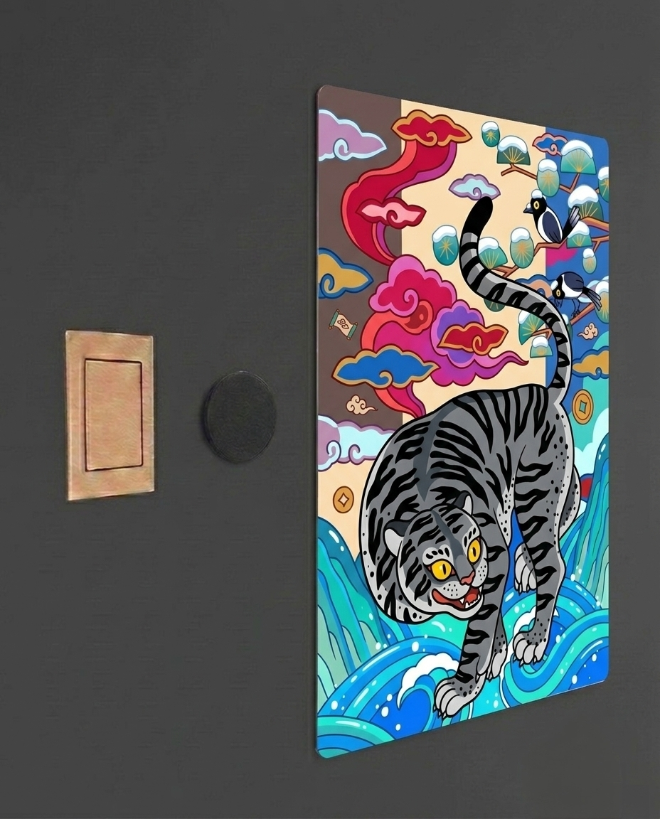 The Silver Tiger & The Winter Magpie Metal Print Poster