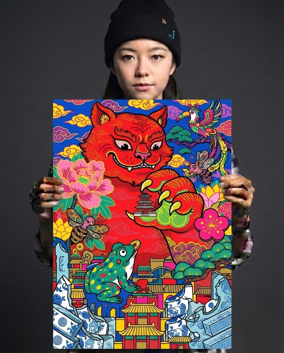 The Red Cat's Secret Metal Print Poster