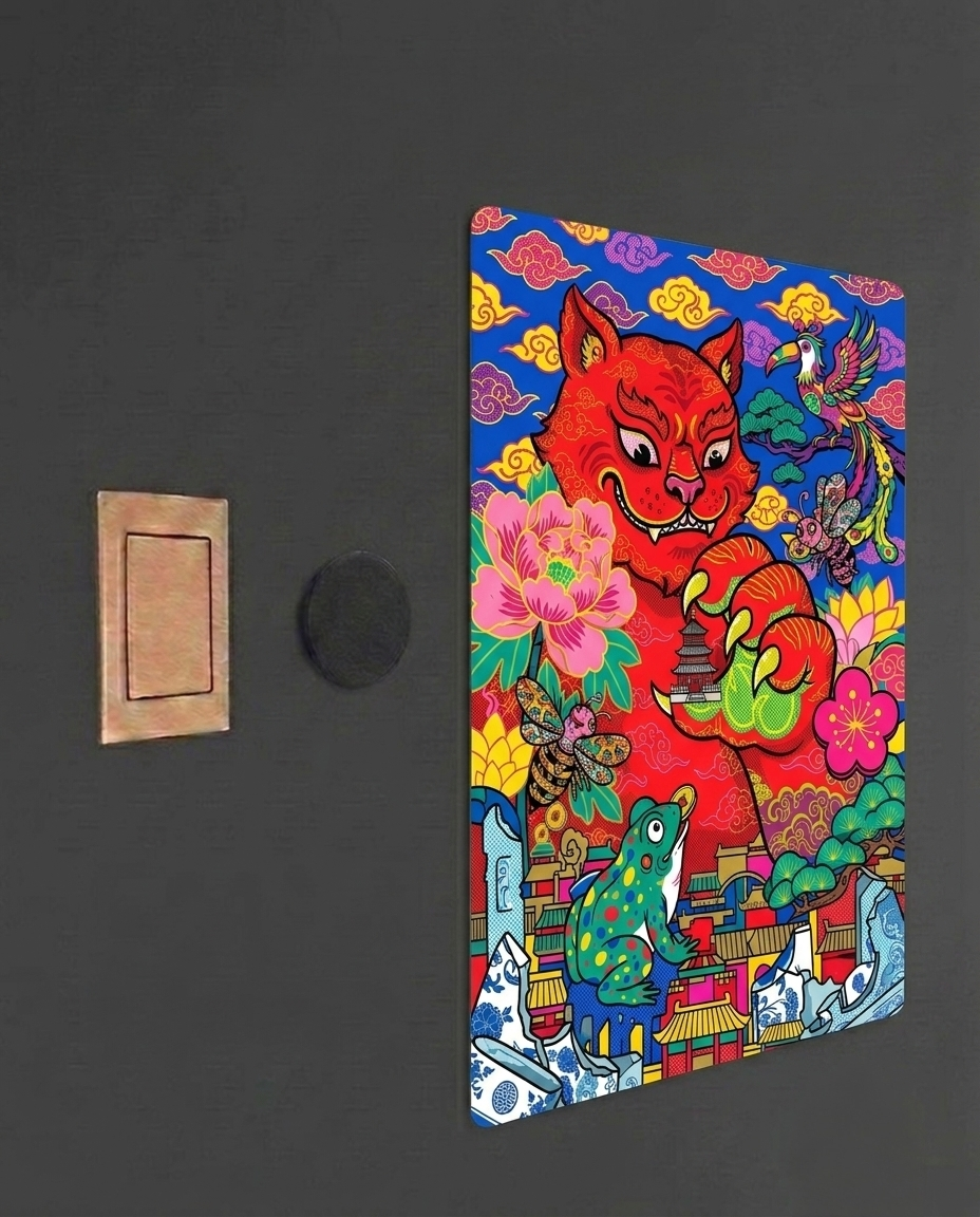 The Red Cat's Secret Metal Print Poster