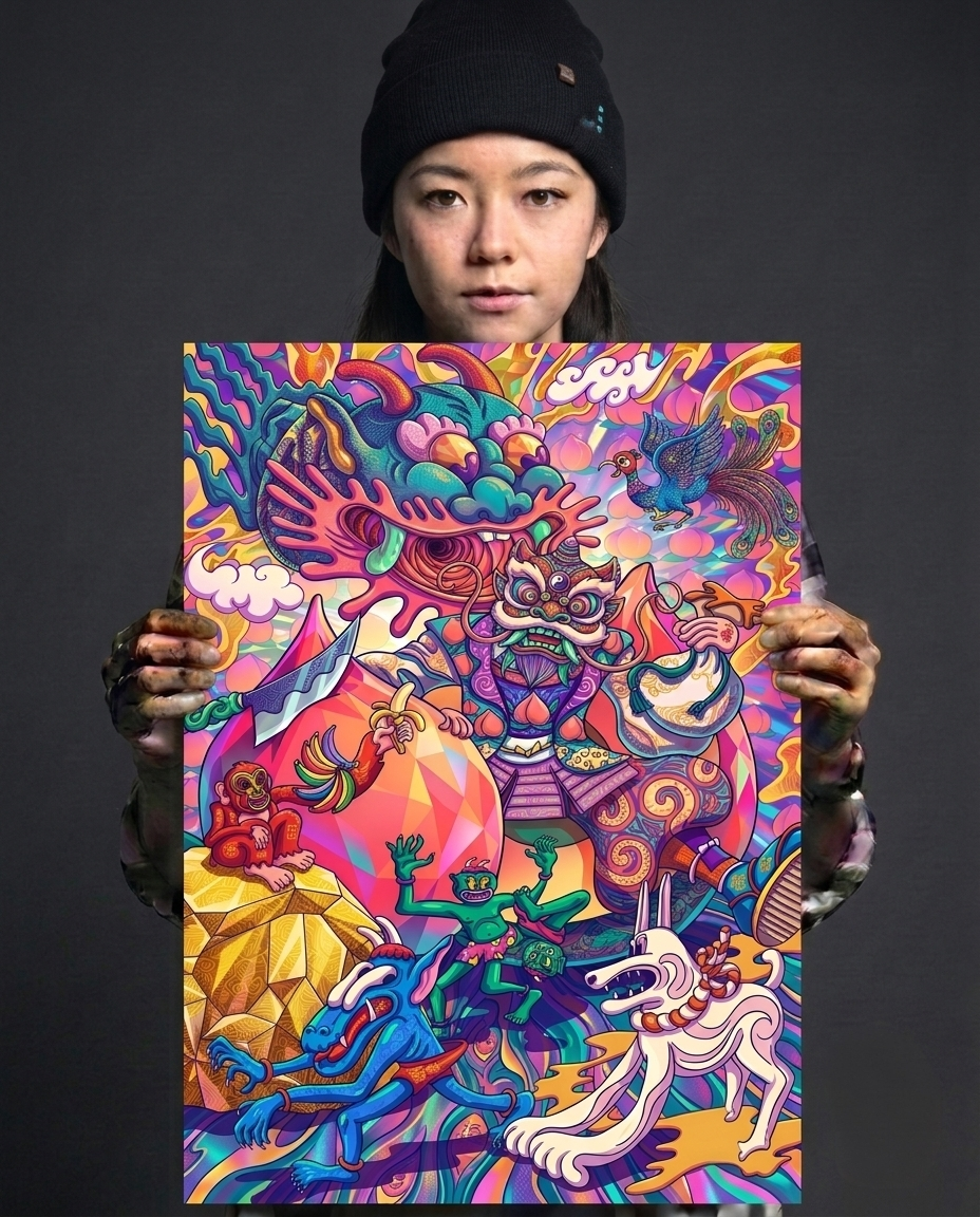 The Rainbow Banana metal Print Poster