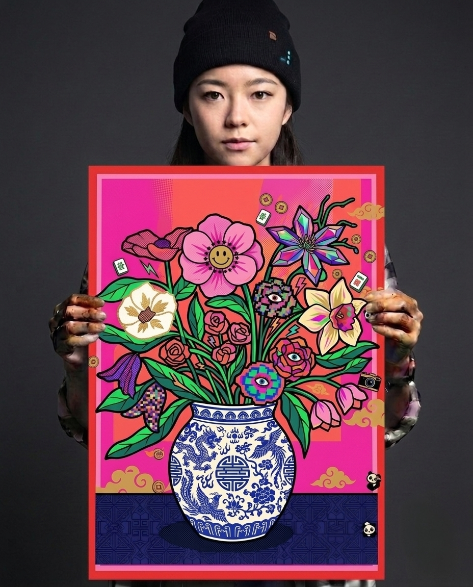The Pixelated Peony Metal Print Poster