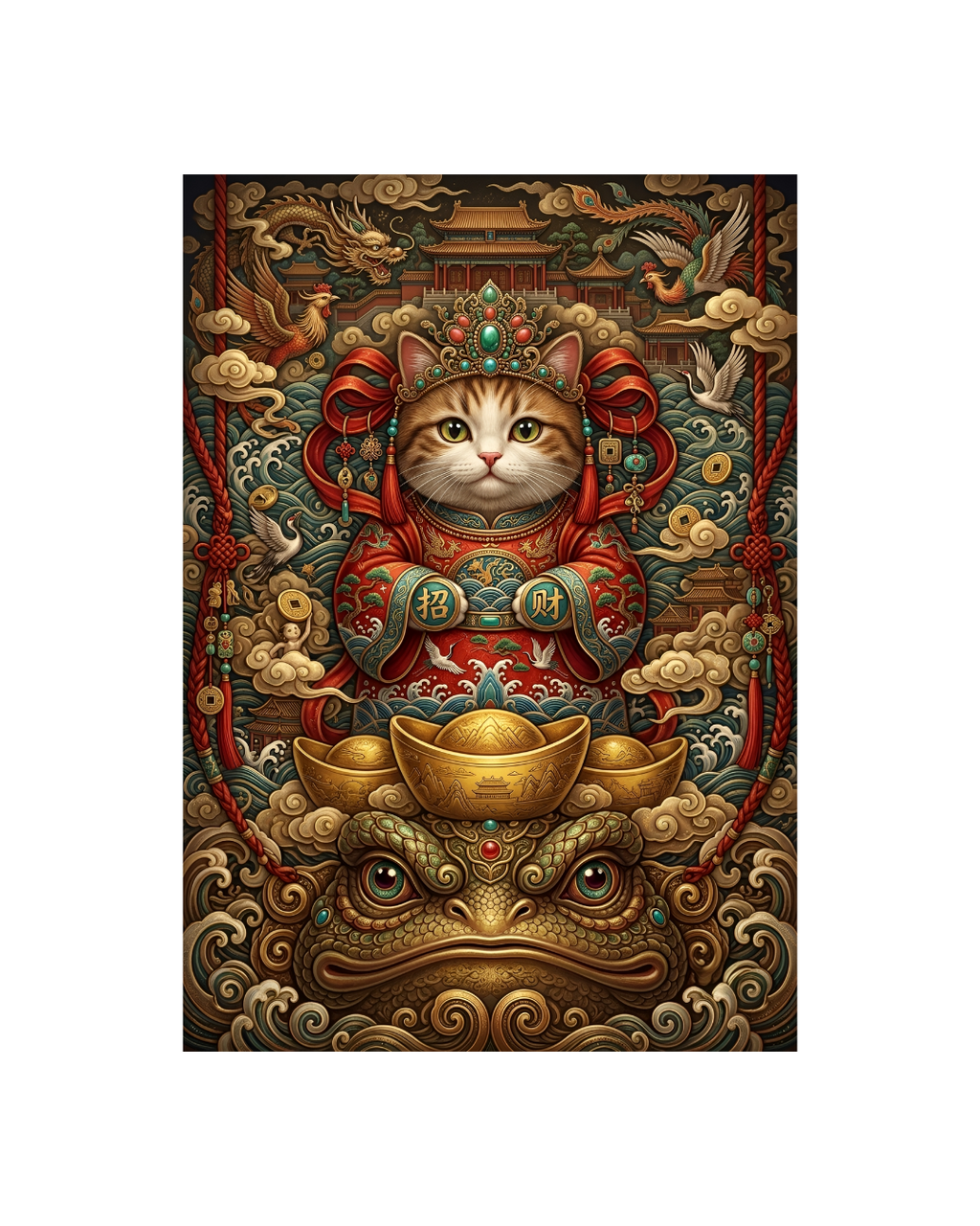 Imperial Wealth Cat & Mythic Toad Metal Poster
