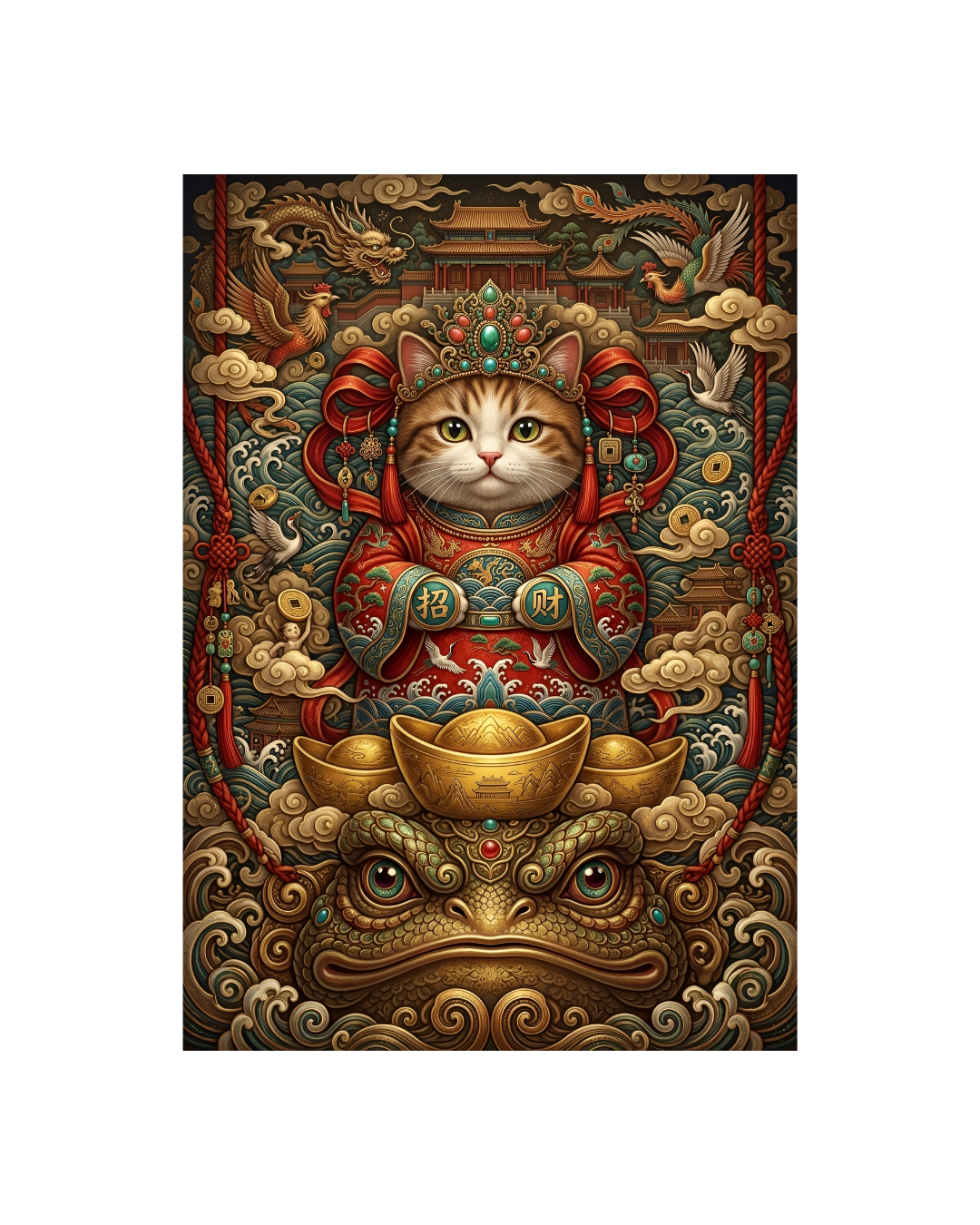 Imperial Wealth Cat & Mythic Toad Metal Poster