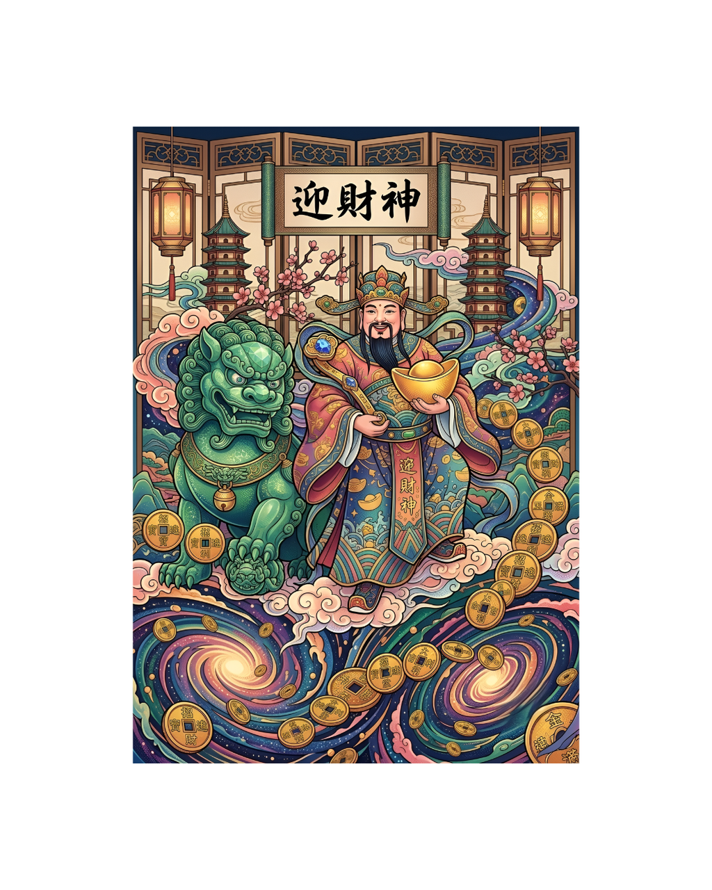 Caishen & The Cosmic River of Gold Metal Print Poster