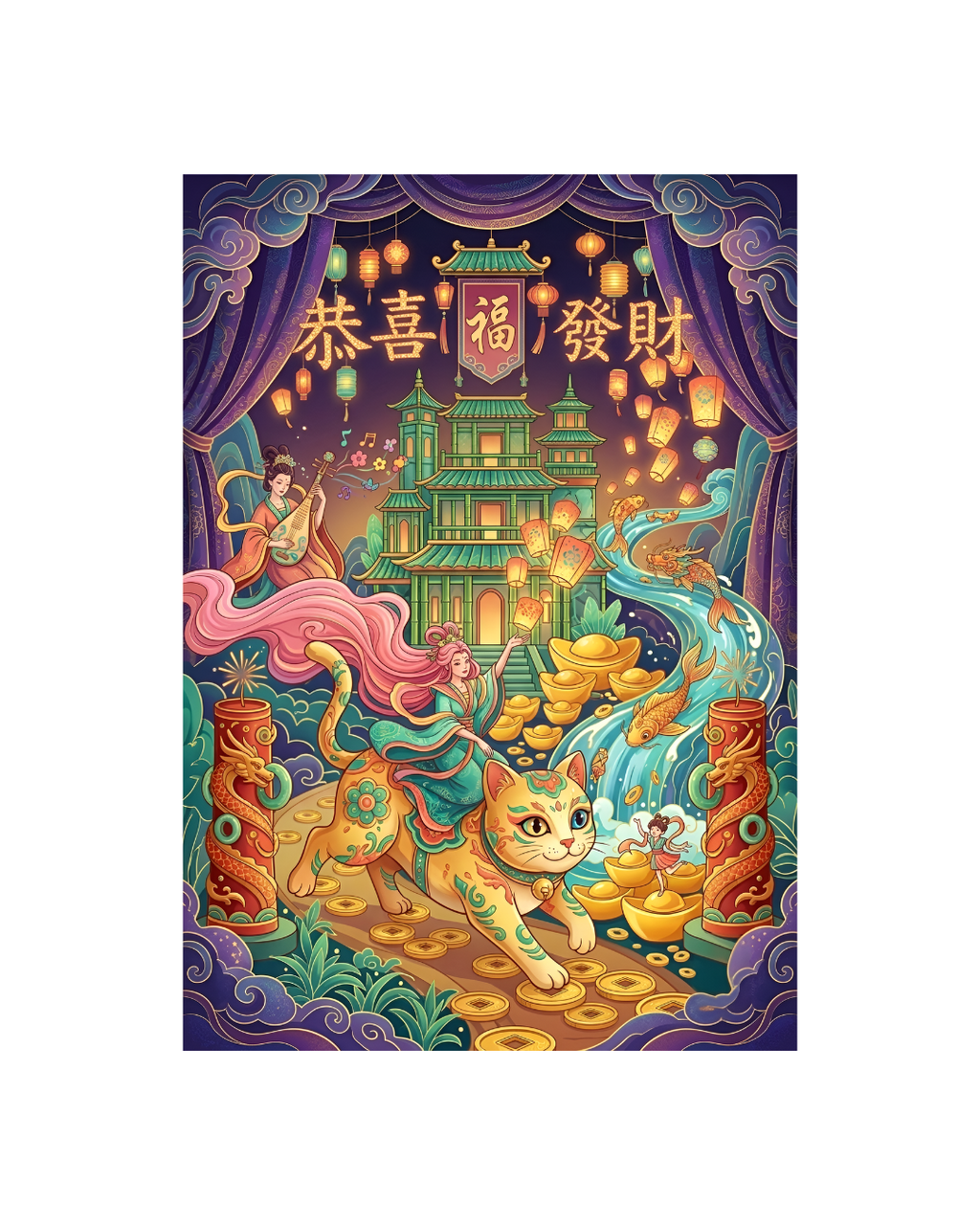 Jade Palace Wealth Metal Print Poster
