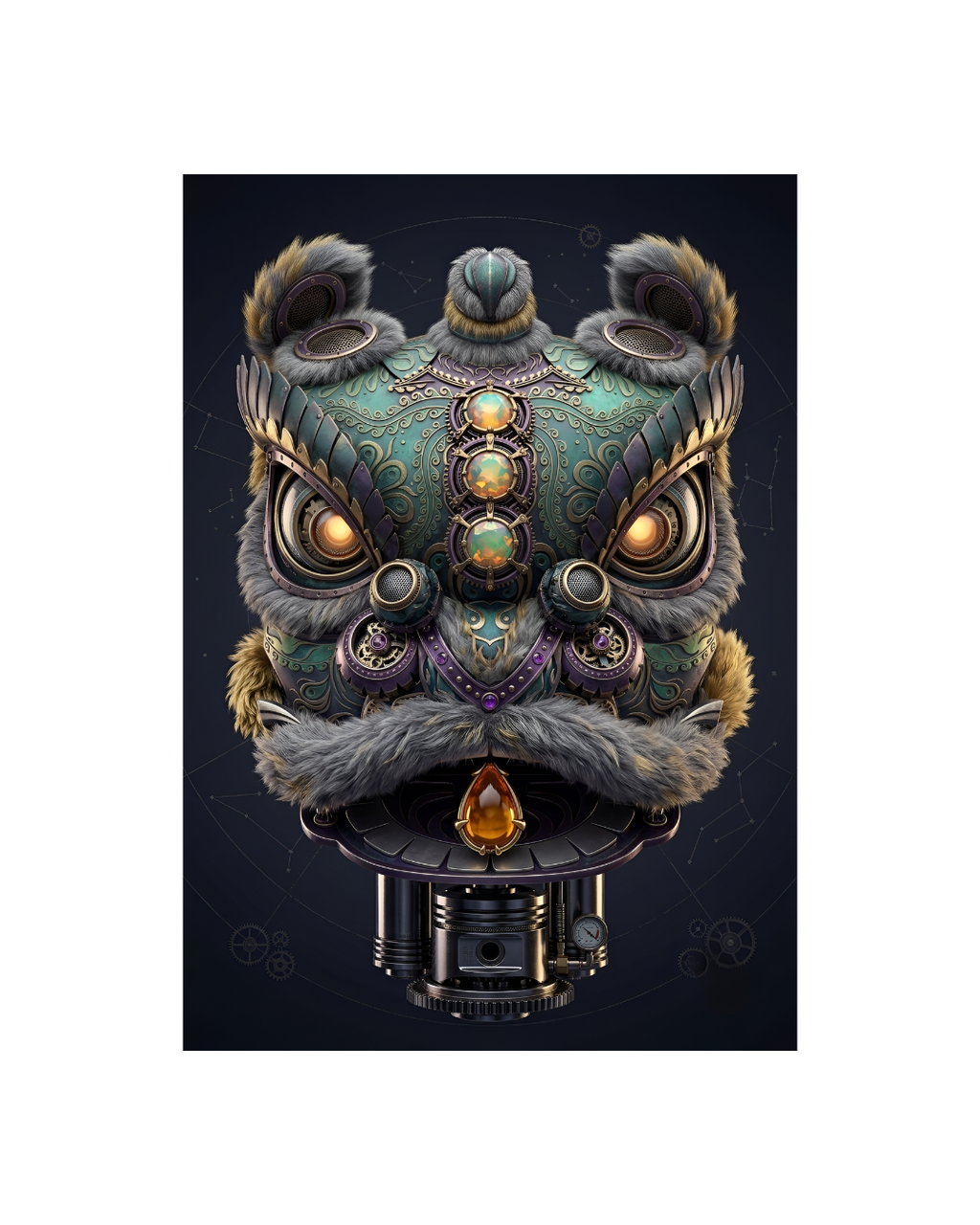 Piston & Jade Fortune Lion Metal Print Poster