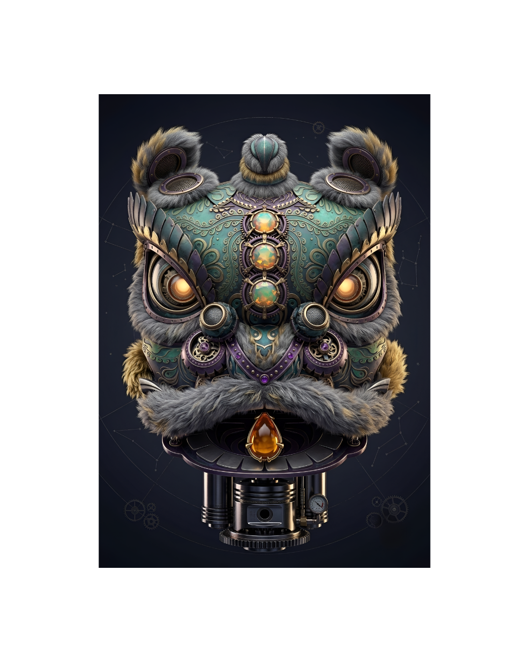Piston & Jade Fortune Lion Metal Print Poster