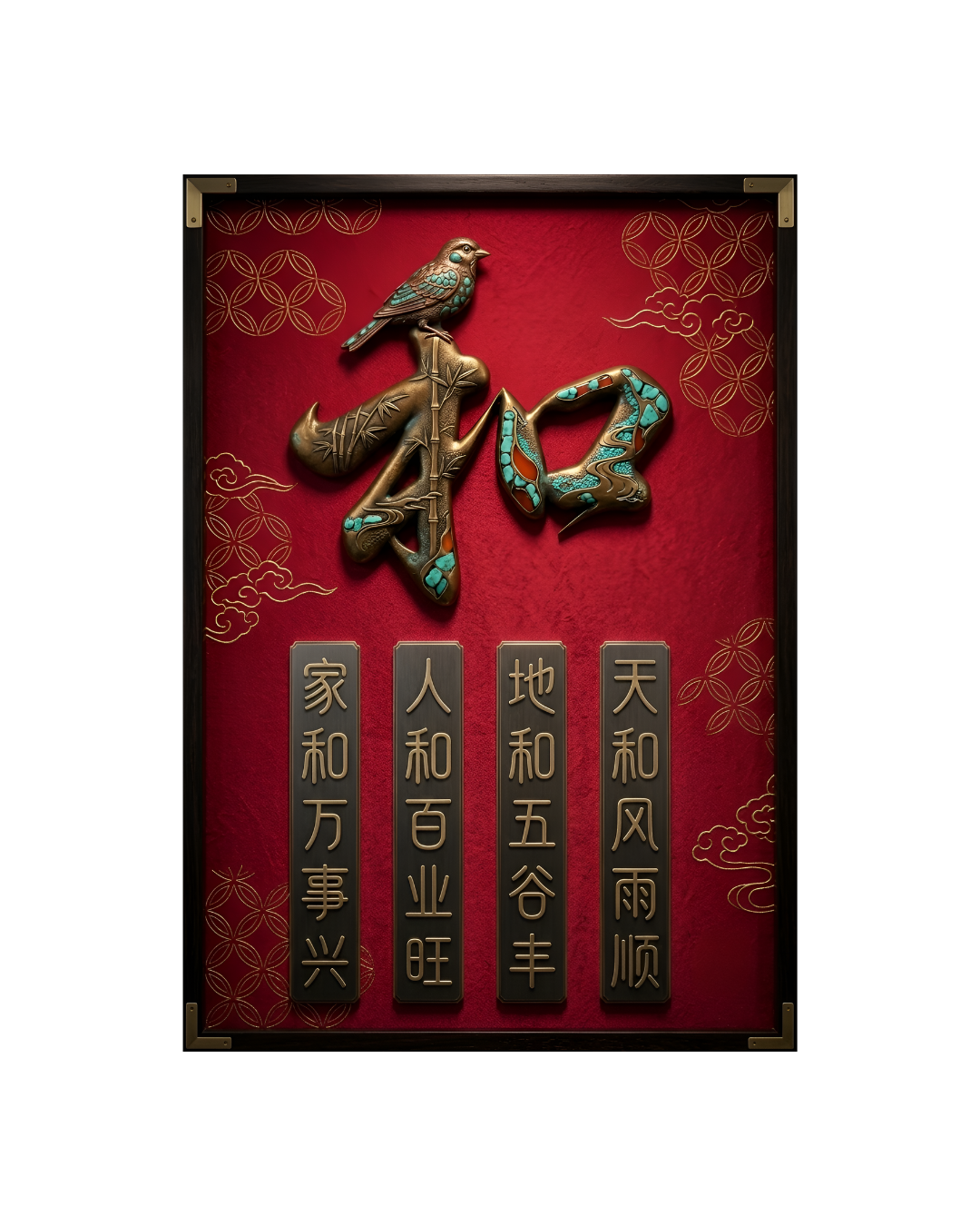 The Four Pillars of Harmony (和) Metal Print Poster