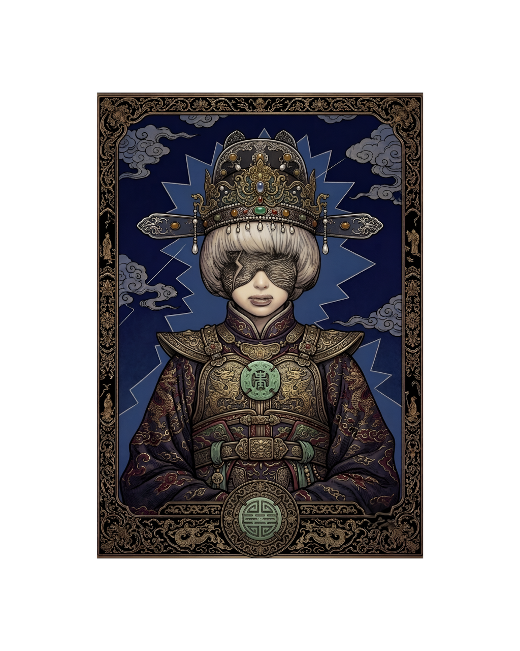 Guochao Oracle: Thunder & Silk Metal Print Poster
