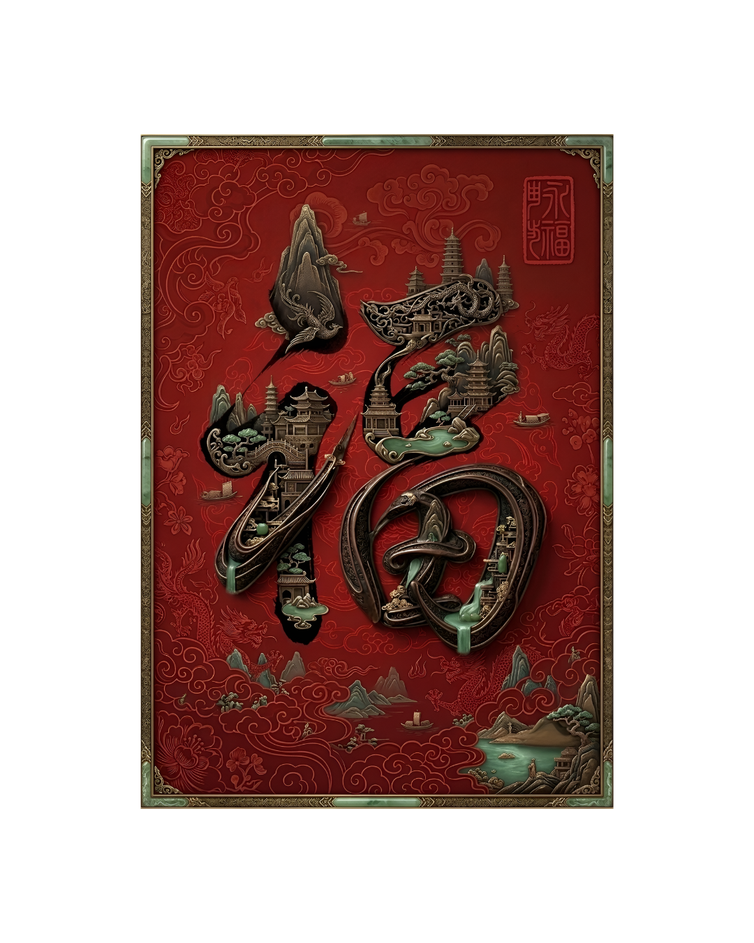 The Landscape of Fortune (福) Metal Print Poster