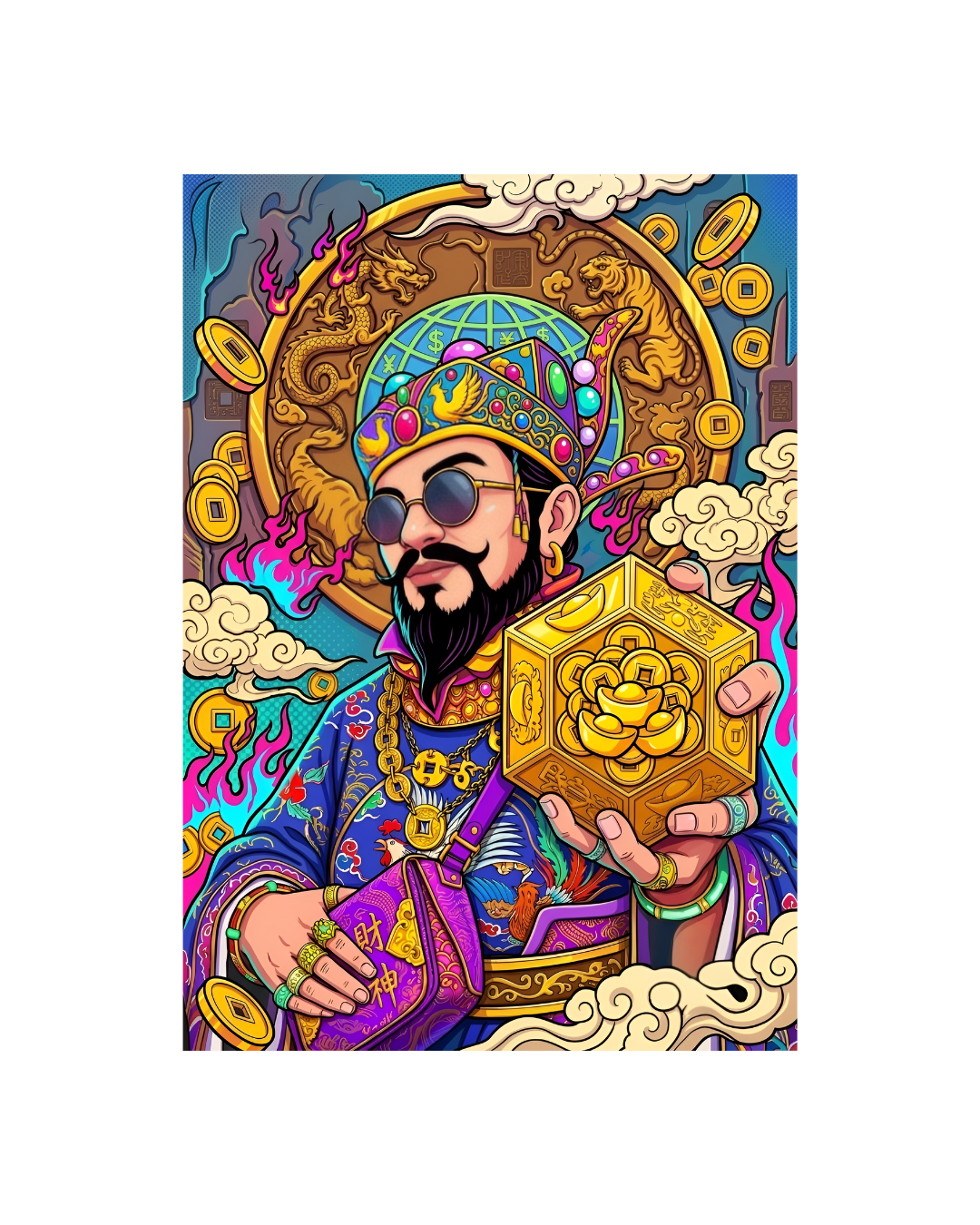 The God of Coin Metal Print Poster