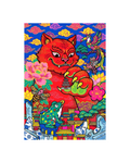 The Red Cat's Secret Metal Print Poster