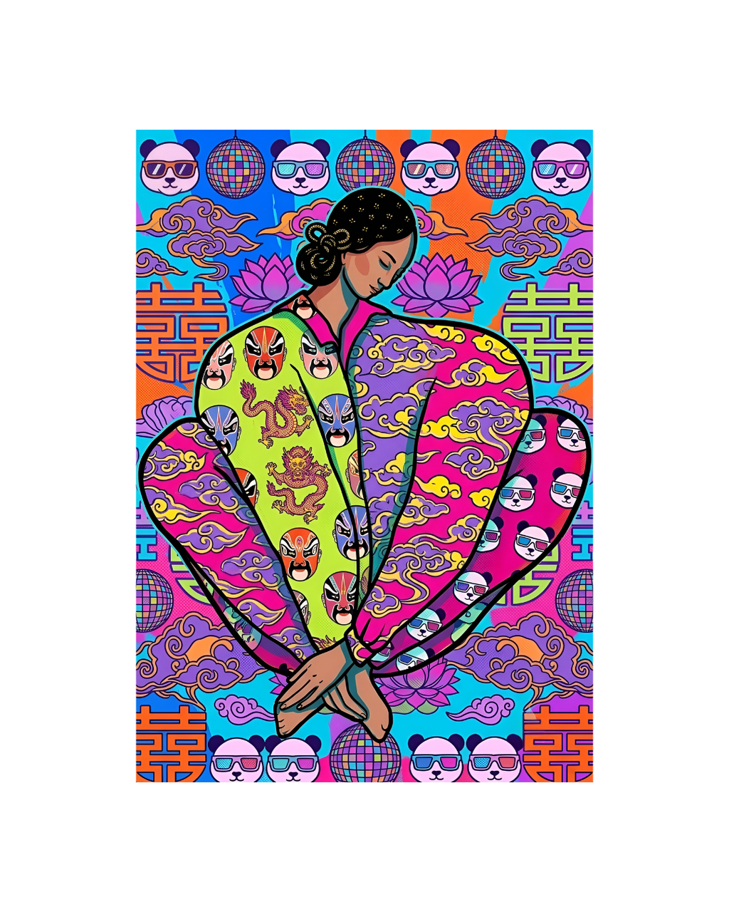 The Opera and the Panda Metal Print Poster