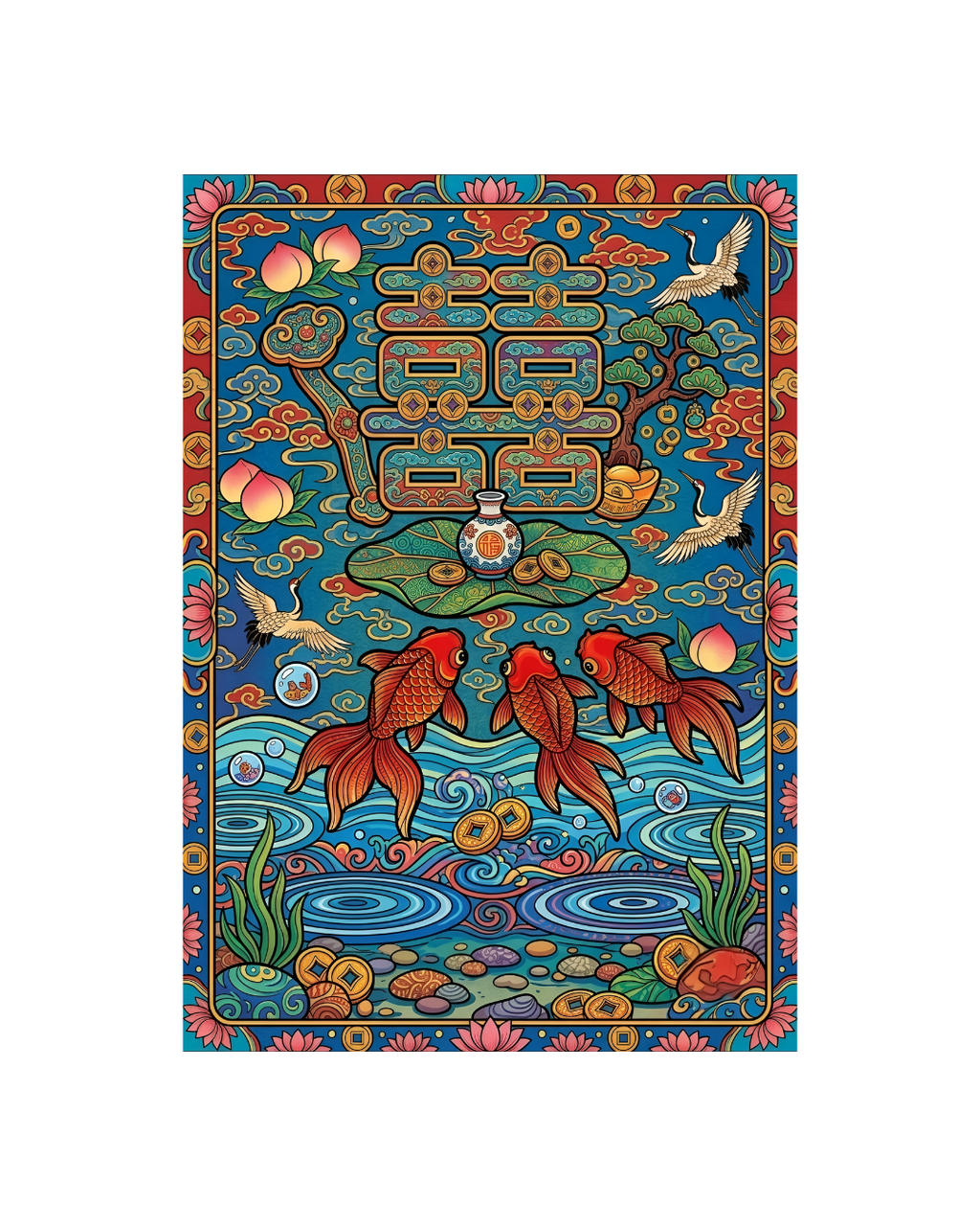 Double Happiness & The Golden Koi Metal Print Poster