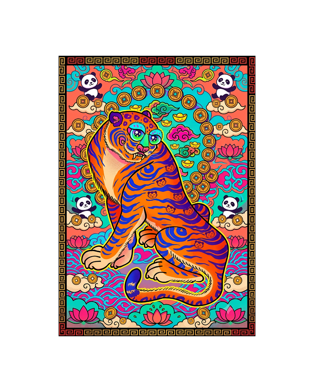 The Halftone Tiger Metal Print Poster