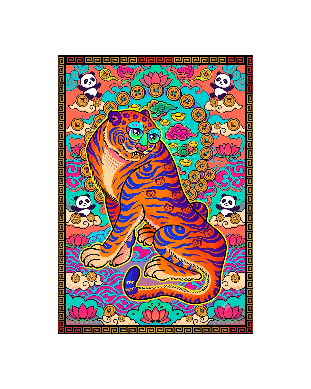 The Halftone Tiger Metal Print Poster