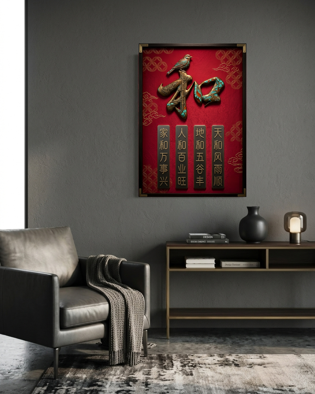 The Four Pillars of Harmony (和) Metal Print Poster