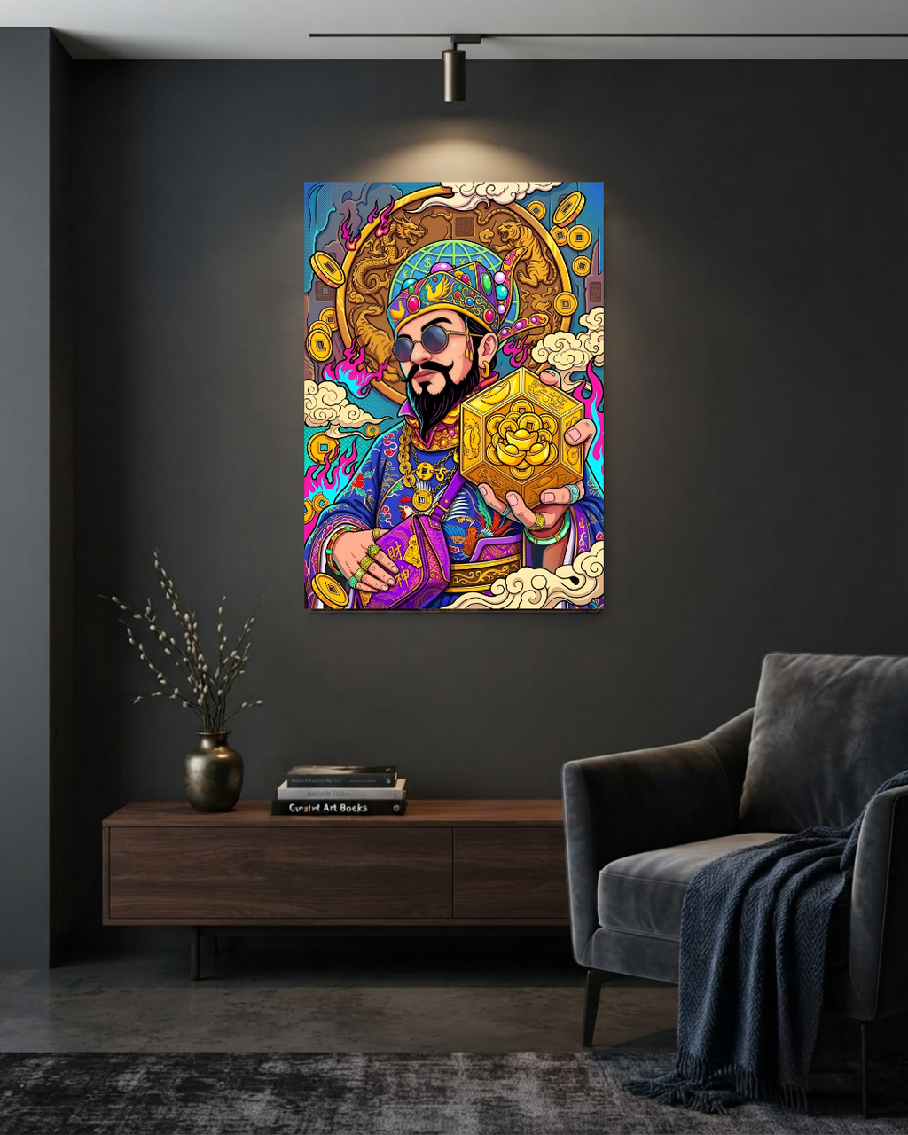 The God of Coin Metal Print Poster