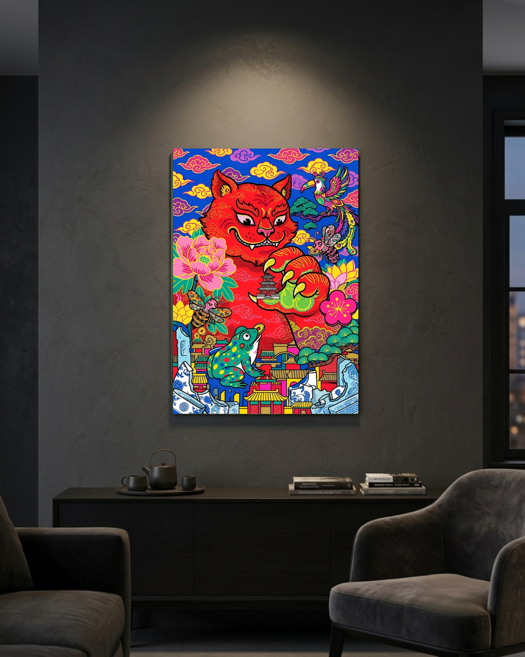 The Red Cat's Secret Metal Print Poster