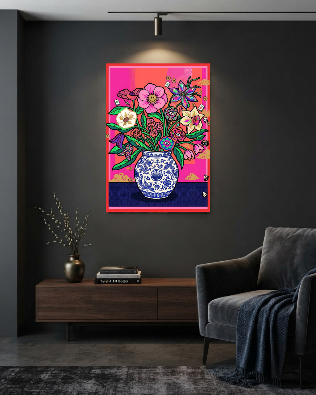 The Pixelated Peony Metal Print Poster