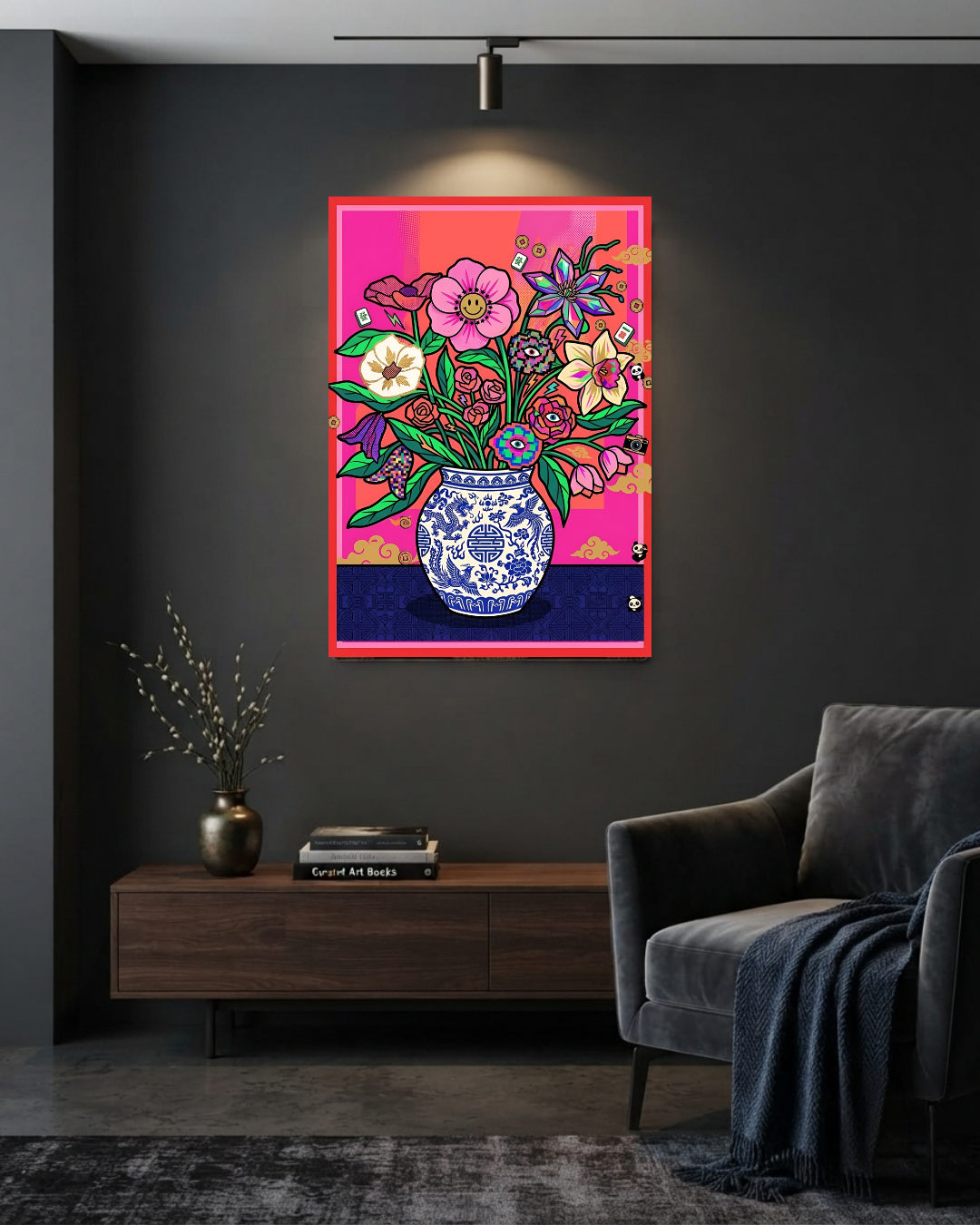 The Pixelated Peony Metal Print Poster