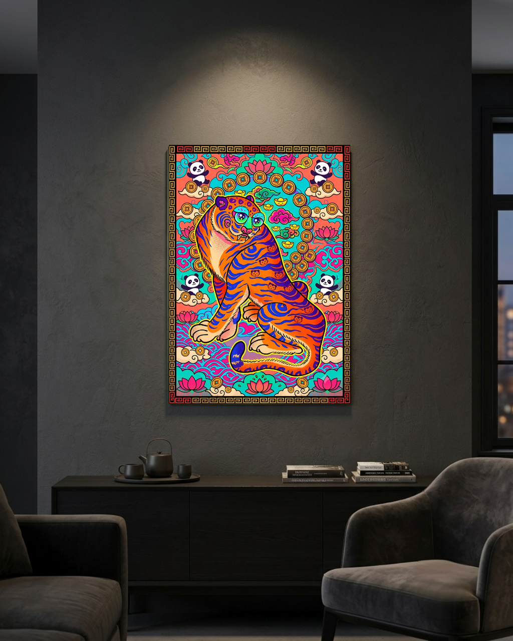 The Halftone Tiger Metal Print Poster
