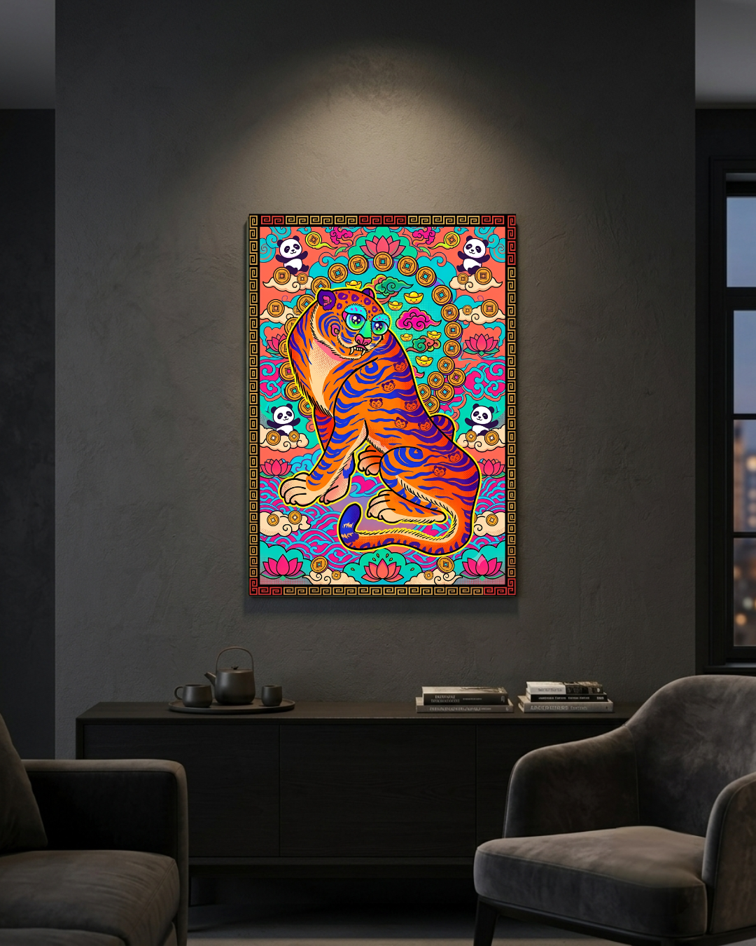 The Halftone Tiger Metal Print Poster
